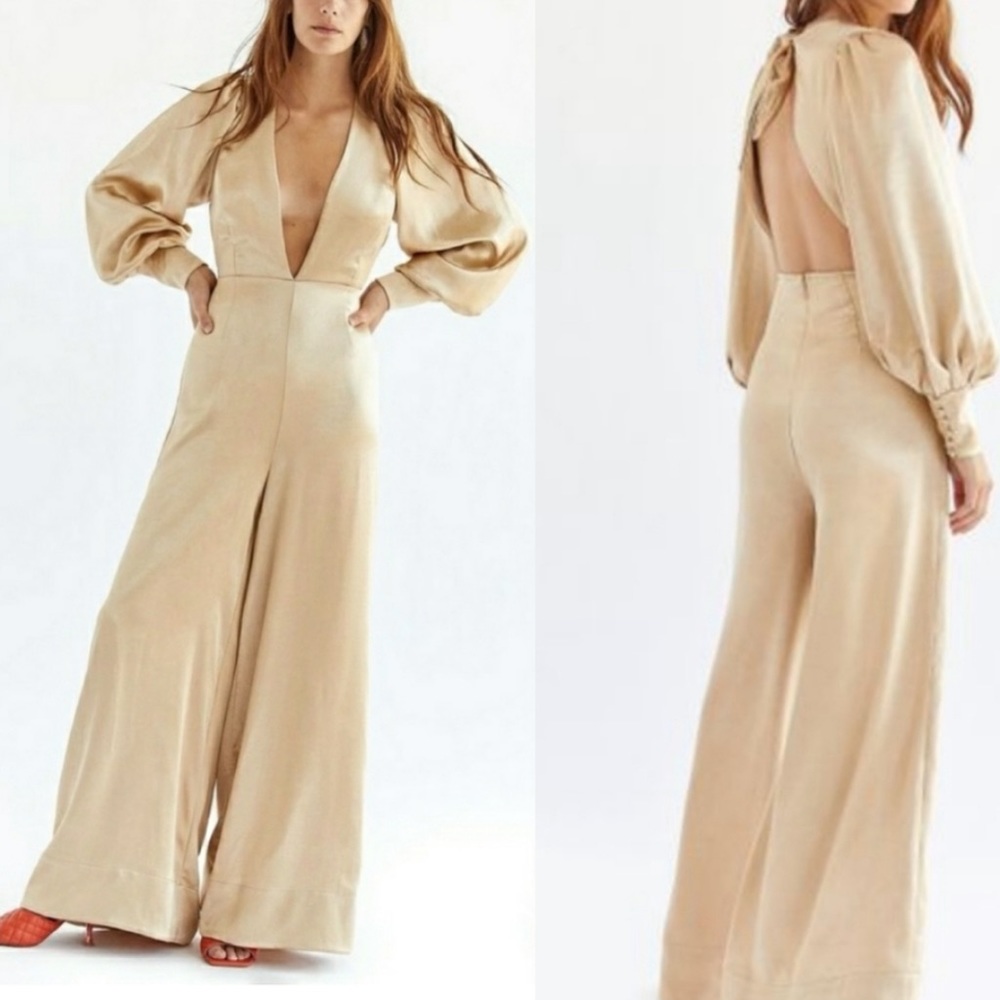 Free People Cream Jumpsuit